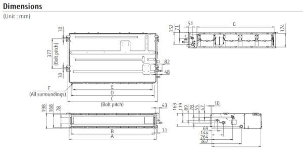 Fujitsu Air Conditioning AOYG18KBTA2 Multi 2 x ARXG09KLLAP 2.5Kw/9000Btu Ducted R32 A++ 240V~50Hz